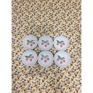 6- Vintage Strawberry Toy Tea Plates Made In China Porcelain Trinket Dish 3.5"